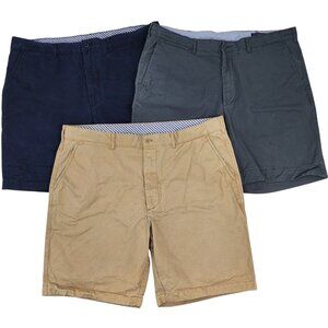 Lot of 3 Cremieux Mens 40 Khaki Gray Navy Chino Shorts Cotton Twill with Pockets